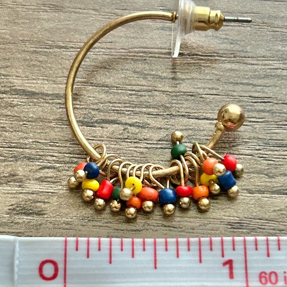 Vibrant Beaded Gold Hoop Earrings NEW - Picture 6 of 6